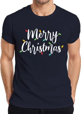 Produktbild von Merry Christmas Lichterkette - Weihnachten Weihnachtsgeschenk Christmas Herren T-Shirt, Navy, L