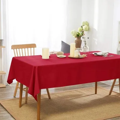 Produktbild von Roter Polyester-Tischdecke für Feiertage, Wasserabweisend, Einfarbig, 130x130cm