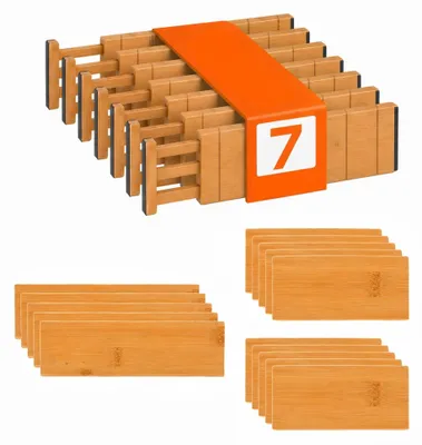 Produktbild von Schubladeneinteiler aus Bambus, 22-teiliges verstellbares Set
