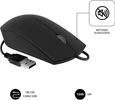 Imagen del producto de SUBBLIM SUBMO-B2BS001, Ratón inalámbrico, diseño ergonómico, conexión USB tipo A, 1200 DPI, color