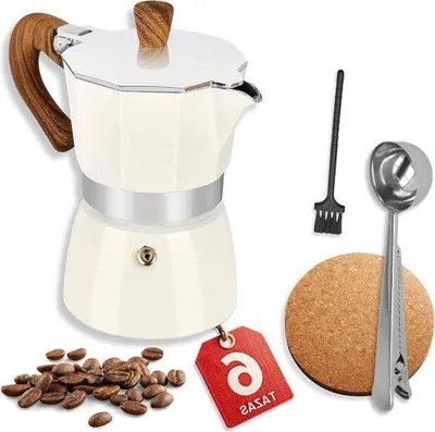 Produktbild von Italienischer Kaffeevollautomat - elegante und geschmackvolle Ausstattung - vollständiges Set mit Dichtungskappe, Löffel, Zahn und Bürste - aus Aluminium, nicht für...
