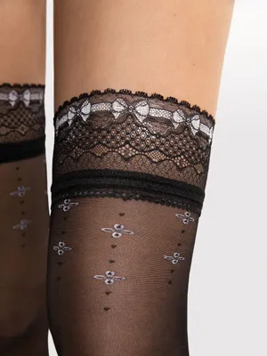 Produktbild von Fiore Reveil 20DEN Halterlose Strümpfe Schwarz Größe: S = 36-38 Damenstrümpfe Nylons Damen