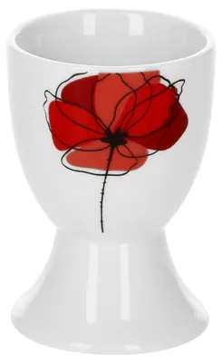 Produktbild von Eierbecher Monika rund Ø48mm H70mm Eierständer hoch Egg Cup Mohn-Blume rot edles Porzellan Gastro