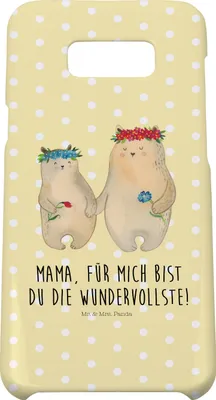 Produktbild von Mr. & Mrs. Panda Samsung Galaxy S8 plus Handyhülle  Bären mit Blumenkranz - Gelb Pastell - Geschenk, Familie, Mama, Muttertag, Cover, Handy, Hülle, Case, Family, Kinder