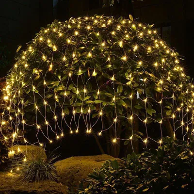 Obrázok produktu pre Vigevee, LED svetelný reťazec, sieťový, 200 LED, 2 x 2 m, teplá biela, IP44, 8 režimov, vhodný do záhrady, na balkón, na Vianoce