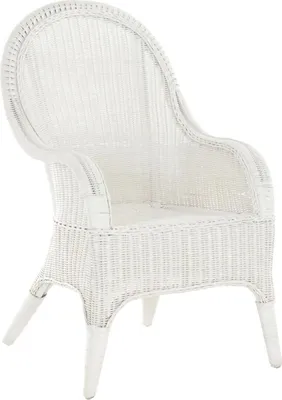 Produktbild von KRINES HOME  Bequemer Rattansessel mit hoher Rückenlehne Rattan Rattanstuhl Lounge mit Breiten Armlehnen (Weiß, ohne Polster)