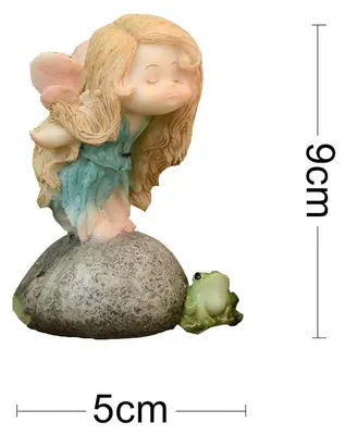 Feengarten Figur Fee mit Frosch, 9 cm, Harz, Dekoration
