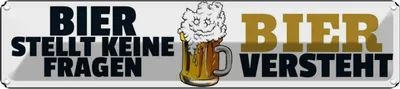 Produktbild von vianmo Blechschild 10x46 cm Bier stellt keine Fragen Essen Trinken