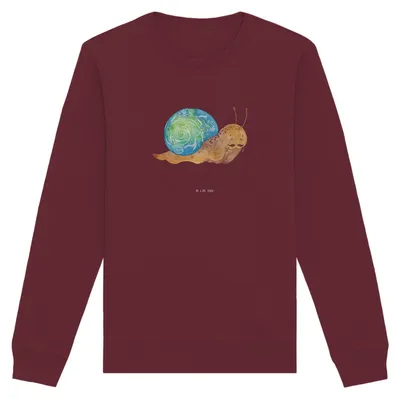 Produktbild von Mr. & Mrs. Panda Nachhaltiger Pullover Schnecke Sir Größe L - Burgundy - Geschenk, Sweater, Lebenszeit, Pulli, Baumwoll Sweatshirt, Schnecken, Motivation, Weisheit
