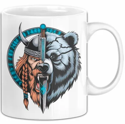 Produktbild von Nordischer Krieger Wikingerbär Tasse Geschenk Lustige Geschenkidee Spruch (Weiß)