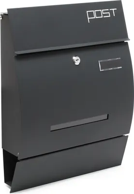 Produktbild von Wiltec Designer Briefkasten V4 Anthrazit 350 x 95 x 445 mm, Wandbriefkasten mit Schloss, Sichtschlitz, Namensschild und Zeitungsrolle, Postkasten aus pulverbeschichtetem Stahl