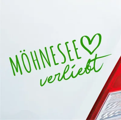 Produktbild von Auto Aufkleber Möhnesee verliebt Herz See Sea Liebe Car 19x8 cm Hellgrün Sticker Heckscheibenaufkleber