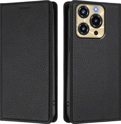 Produktbild von Litchi Leder Handyhülle für Oukitel C69 Wallet Kartenfächer Standfunktion Hülle Schwarz