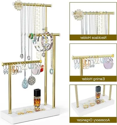 Produktbild von Famanu Schmuckständer mit 3 drehbaren Stangen - Schmuckbaum für Uhren, Ketten, Armbänder, Ringe