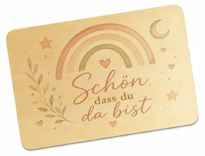 Produktbild von Postkarte Holz Schön - Holzpostkarte mit Sternen Grußkarte Mit Spruch: Schön