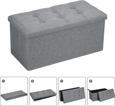 Produktbild von Jayseuw Sitzhocker mit Stauraum sitzbank faltbar, Aufbewahrungsbox, Deckel abnehmbar 76x38x38cm Grau