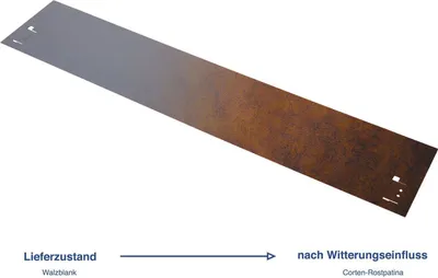 Zdjęcie produktu dla Zestaw 10 sztuk Obrzeża trawnikowe stal kortenowska o długości 70 cm, 13,5 - 18,5 cm wysokości, obrzeża ogrodowe - Stal ocynkowana ogniowo, Szeroki: 13.5 cm