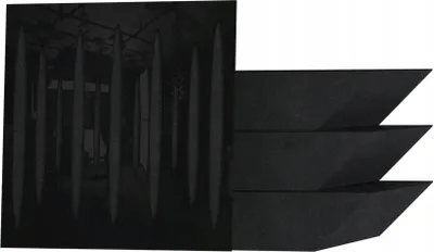 Produktbild von 4-Stück Eck-Akustik-Bassfalle für Aufnahmestudio |PULSE 50x50x10cm | Absorption und Diffusion | Farbe: Schwarz glänzender Kunststoff