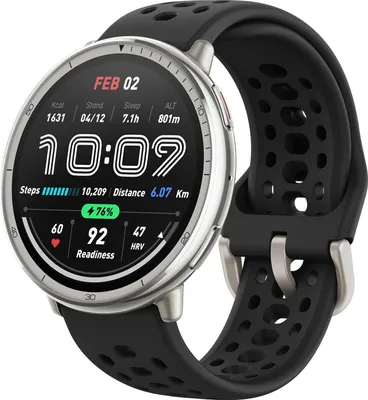 Produktbild von AMAZFIT SMARTWATCH ACTIVE 2 ROUND 1.32', 5ATM, Sensor, schwarzes Sport-Silikon