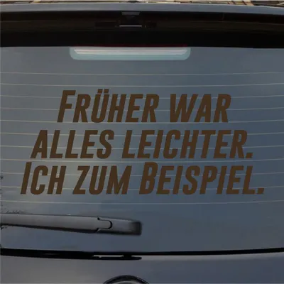 Produktbild von Heckscheibenaufkleber Früher alles leichter Ich zum Beispiel 55x24 cm Braun Auto Aufkleber Sticker