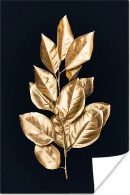 Produktbild von MuchoWow® Poster Blätter - Gold - Luxus 40x60 cm - Plakate für die Wand - Poster Babyzimmer