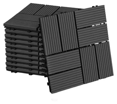 Zdjęcie produktu dla Eikuavons, płytki tarasowe WPC, 30x30 cm, antracyt, 11 sztuk, 1 m², płytki łączone, do ogrodu, balkonu