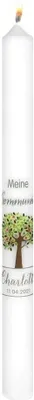 Produktbild von Kommunionkerze 400 x Ø 35 mm in Weiß "Meine Kommunion" mit Baum und Namensverzierung