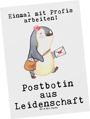 Produktbild von Mr. & Mrs. Panda Postkarte Postbotin Leidenschaft - Weiß - Geschenk, Grußkarte, Briefträgerin, Postkarten, Briefzustellerin, Ansichtskarte, einzelkarte, bildkarte
