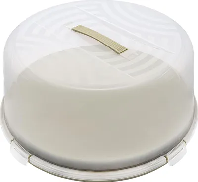 Immagine prodotto di BranQ - Contenitore rotondo per dolci Joy, essenziale per la casa, con coperchio alto e pratica maniglia per il trasporto, in plastica (PP) senza BPA, colore salvia/trasparente