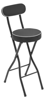 Produktbild von Barhocker 2er Set - Klappbarer Barstuhl - Mit Rückenlehne - Gepolsterte Sitzfläche - 65 cm Sitzhöhe - Metallgestell - Für Innen/Außen - Schwarz