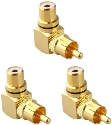 Image de Adaptateurs RCA professionnels avec contact plaqué or, lot de 3, en L, rallonge pour connecteurs audio AV RCA