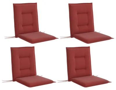 Produktbild von 4er Set Sitzkissen 108 x 50 x 5 cm Stuhlkissen mit Bändern, Outdoor Indoor Sitzauflage Weinrot