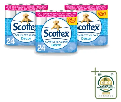 Zdjęcie produktu dla 3 rolki papieru toaletowego Scottex - 2 warstwy - opakowanie zbiorcze - 3 sztuki