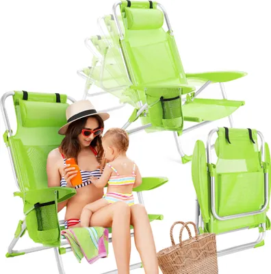 Image de Chaise de camping Outtec® - jusqu'à 120 kg - Chaise de pêche, chaise pliante, chaise pliable, chaise de jardin, chaise de camping légère, chaise de plage pour le jardin, le balcon, la plage