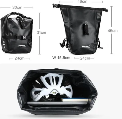 Produktbild von Wasserdichte Fahrradtasche 20L für Fahrradurlaube und Reisen - Schwarz