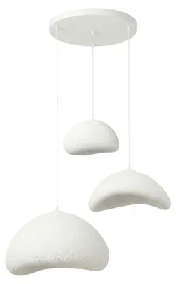 Image de Suspension Luminaire en métal et fibre de verre blanc 52 x 40 cm hauteur réglable 50 à 115 cm 3 lumières E27 40 W IP20