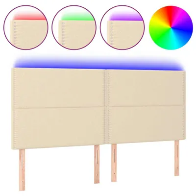 Obrázek produktu pro vidaXL LED čelo postele krémové 180x5x118/128 cm Látka