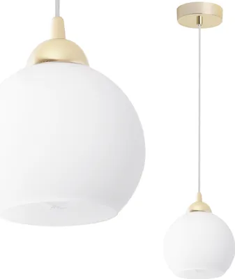 Produktbild von Eliza White Pendelleuchte Gold – 1 flammig E27 transparente Leitung