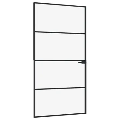 Produktbild von Innentür Schwarz 102x201,5 cm Hartglas & Aluminium Schlank