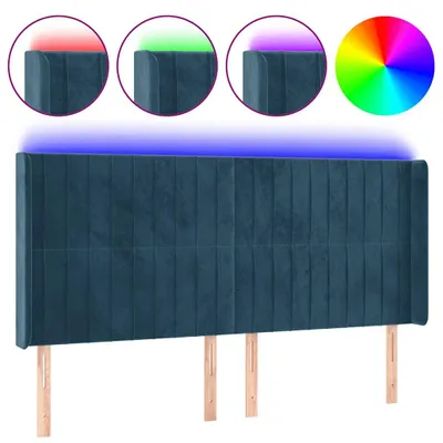 Produktbild von vidaXL LED Kopfteil Dunkelblau 203x16x118/128 cm Samt