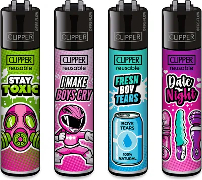 Produktbild von Clipper Feuerzeug 4er Set Girly Slogan