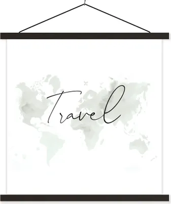 Produktbild von MuchoWow® Textilposter Weltkarte - Zitate - Reisen 40x40 cm mit schwarzem Rahmen - Fotos