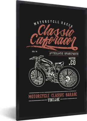 Produktbild von MuchoWow® MuchoWow® Gerahmtes Poster Mancave - Motor - Schwarz - Vintage 20x30 cm - Poster mit zchwarzem Bilderrahmen - Drucken - Bilder Poster im Rahmen