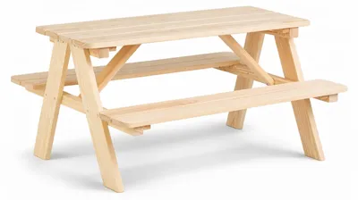 Produktbild von Kinder Picknicktisch Holz – mit Sitzbänken – Massiv Kiefer – stabil – für Garten & Outdoor – Kindertisch
