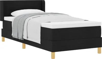 Image de Lit boxspring vidaXL avec matelas, noir, 190 x 90 cm, tissu