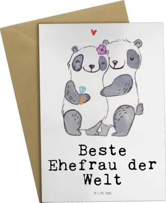 Produktbild von Mr. & Mrs. Panda Grußkarte Panda Beste Ehefrau der Welt - Weiß - Geschenk, Frau, einladungskarten, Kleinigkeit, Geschenkidee, Hochzeit, hochzeitskarten, Ehe, Freundin