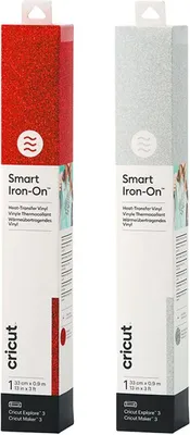 Produktbild von 2 Cricut Aufbügelfolien Smart mit Glitzer 91 x 33 cm - silber, rot