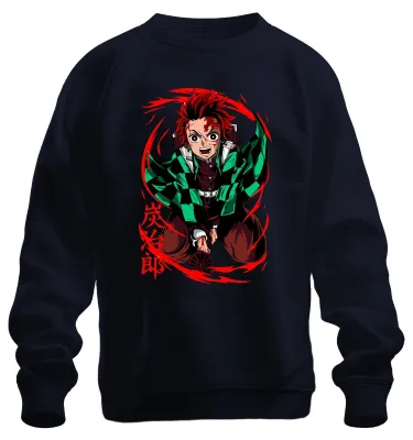 Immagine prodotto di Tanjiro Kimetsu no Yaiba Sonnenatem Hinokami Anime Gift Unisex Felpa Pullover, Navy, L