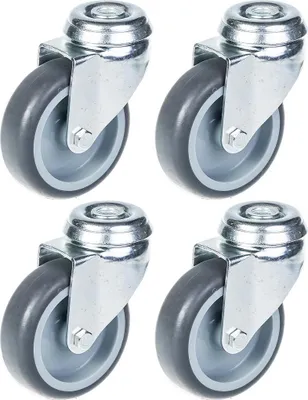 Immagine prodotto di ruote da 75 mm 3" in gomma grigia, girevoli, portata 240 kg, set da 4