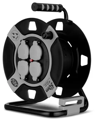 Produktbild von REV Kabeltrommel OHNE KABEL, IP44, Outdoor, 4 Steckdosen, kabellos, grau